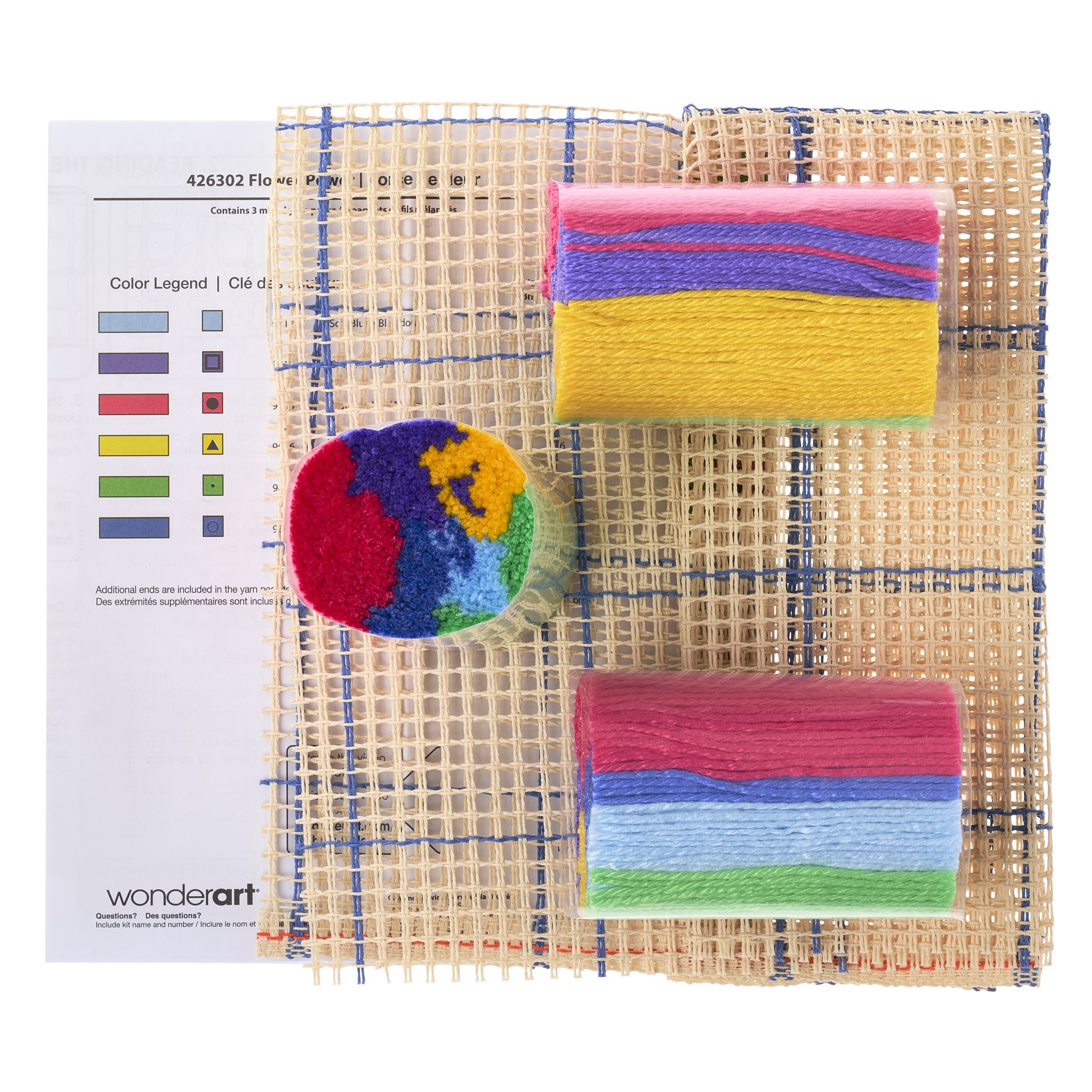 slide 4 of 5, Wonderart Shaggy Flower Power Latch Hook Kit, 12 in x 12 in