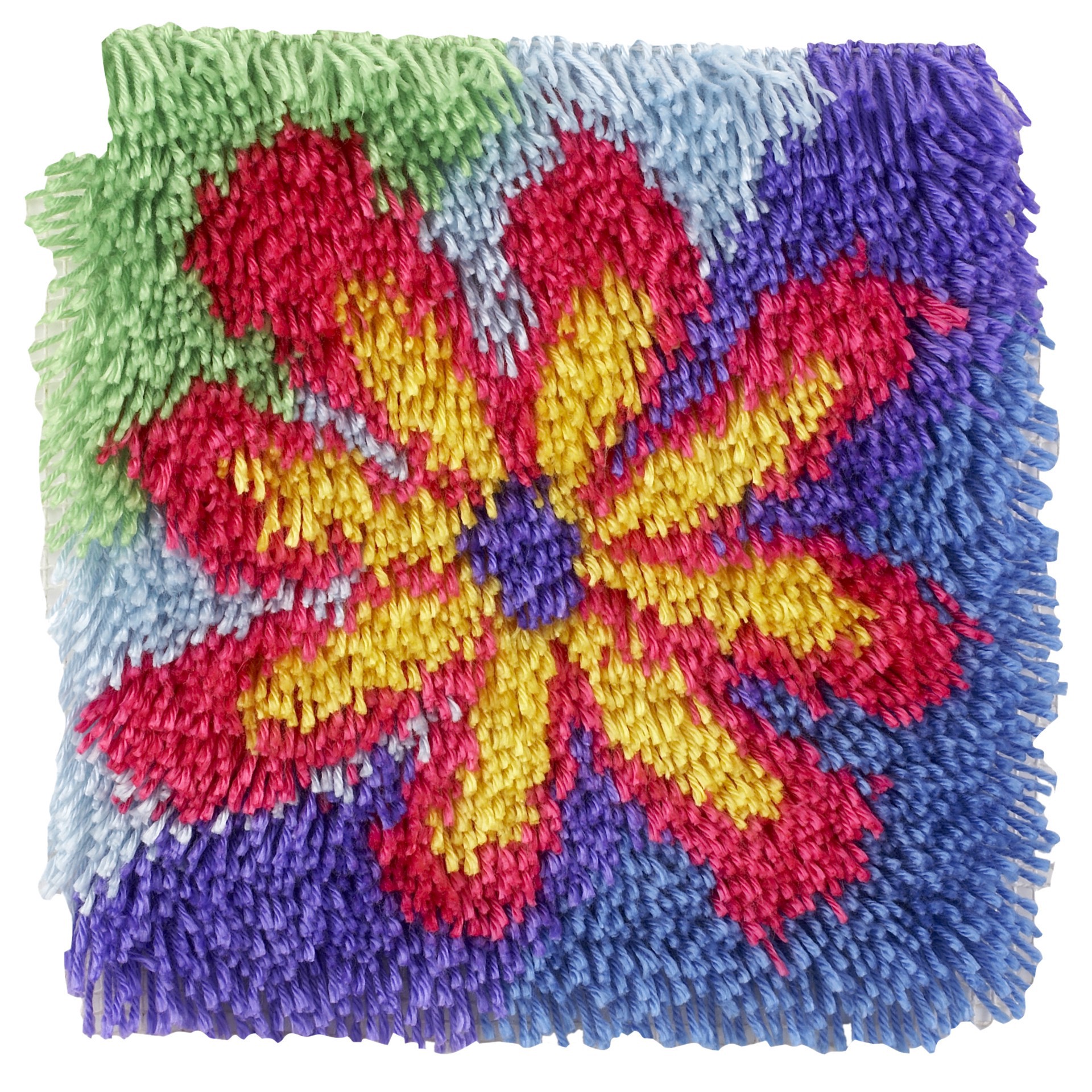 slide 5 of 5, Wonderart Shaggy Flower Power Latch Hook Kit, 12 in x 12 in