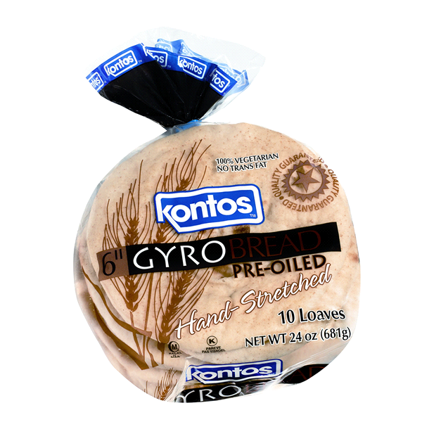 slide 1 of 9, Kontos 6 inch Gyro Bread, 10 ct; 24 oz