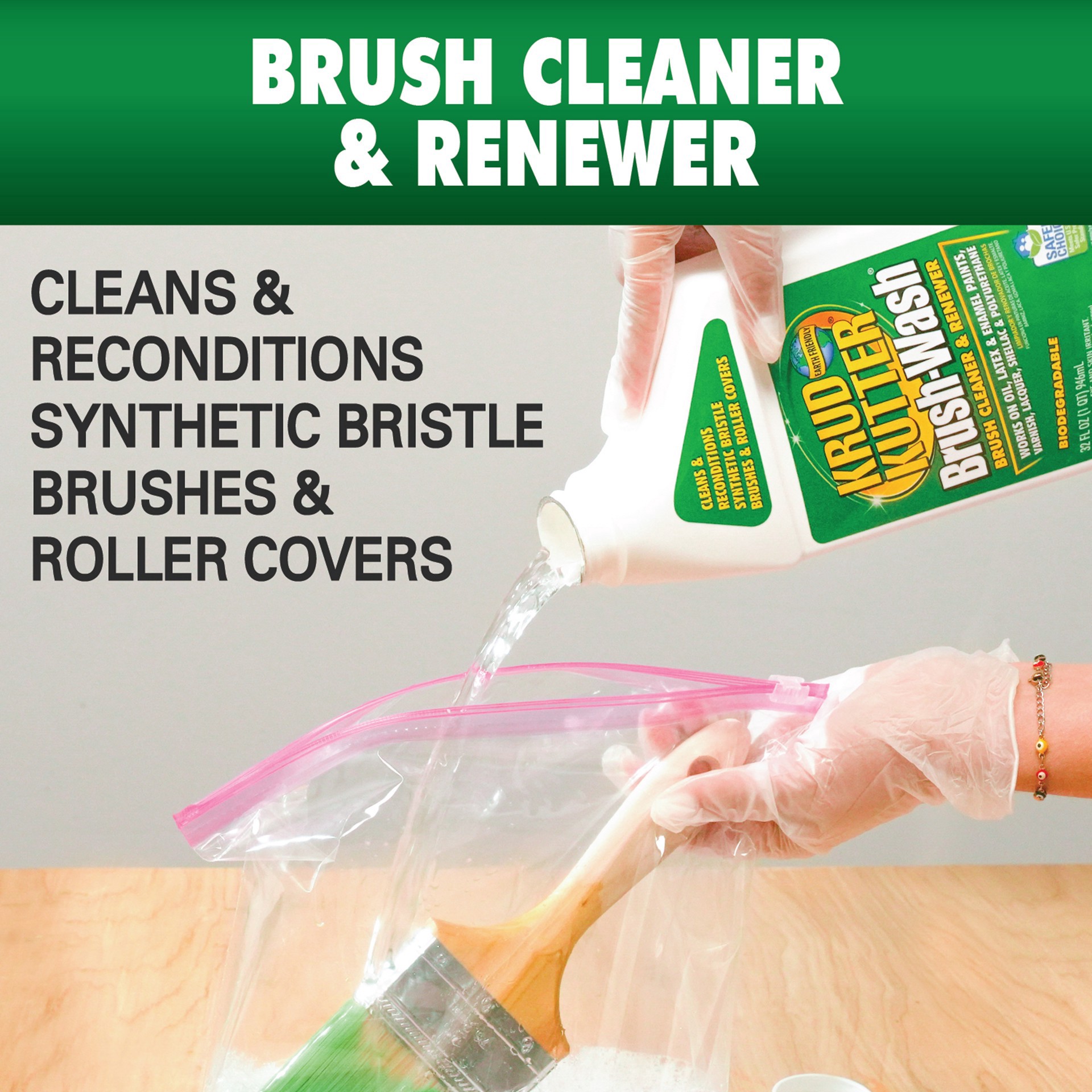 slide 7 of 7, Rust-Oleum Krud Kutter Brush-Wash 32oz. Brush Cleaner & Renewer, 32 oz