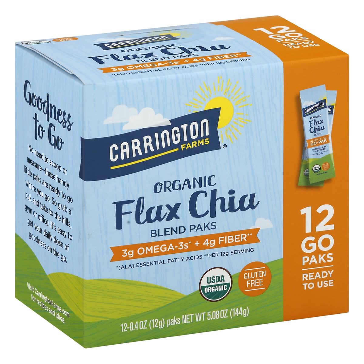 slide 2 of 9, Carrington Farms Organic Flax Chia Paks, 12 ct