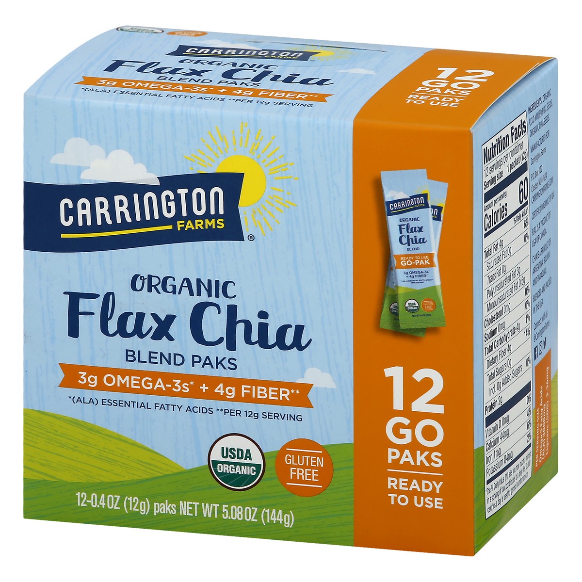 slide 3 of 9, Carrington Farms Organic Flax Chia Paks, 12 ct