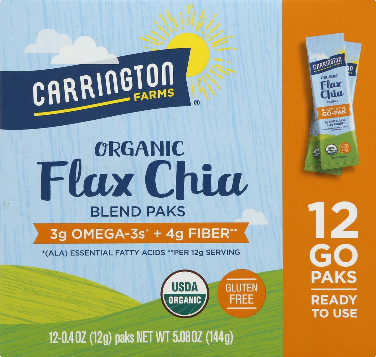 slide 6 of 9, Carrington Farms Organic Flax Chia Paks, 12 ct