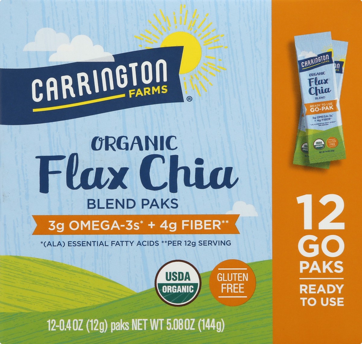 slide 1 of 9, Carrington Farms Organic Flax Chia Paks, 12 ct