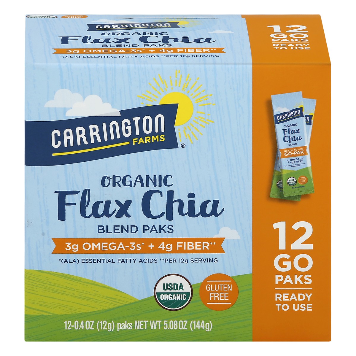 slide 1 of 9, Carrington Farms Organic Flax Chia Paks, 12 ct
