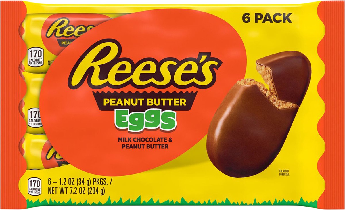 slide 3 of 3, Reese's Milk Chocolate Peanut Butter, Easter Candy Eggs Packs, 1.2 oz (6 Count), 1.2 oz