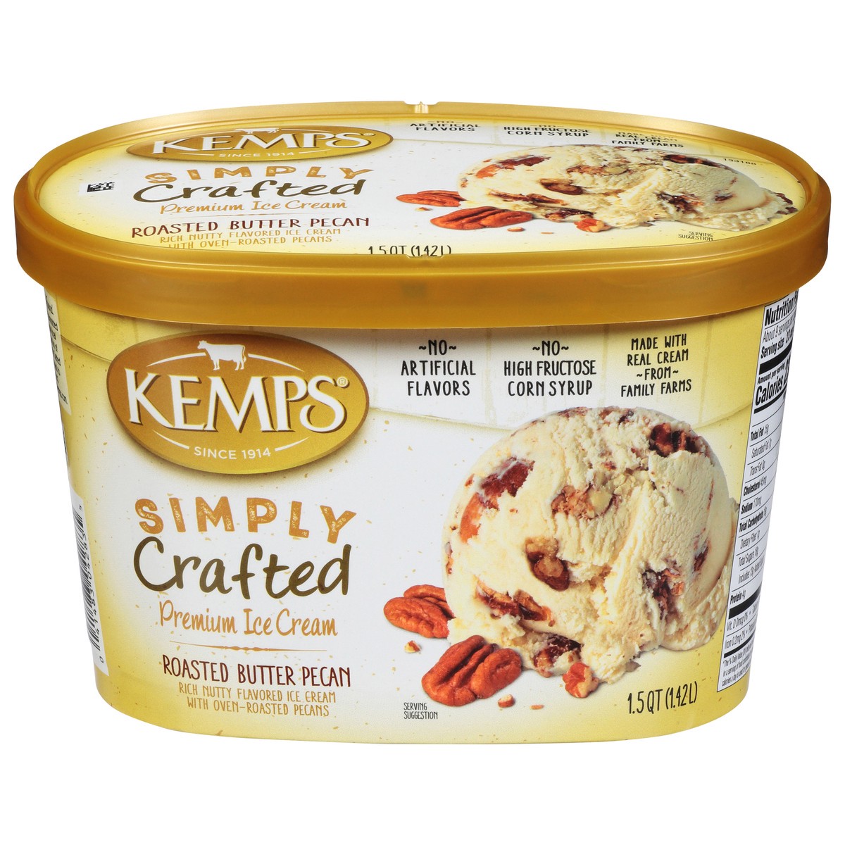 slide 1 of 13, Kemps Simply Crafted Roasted Butter Pecan Premium Ice Cream, 1.5 qt