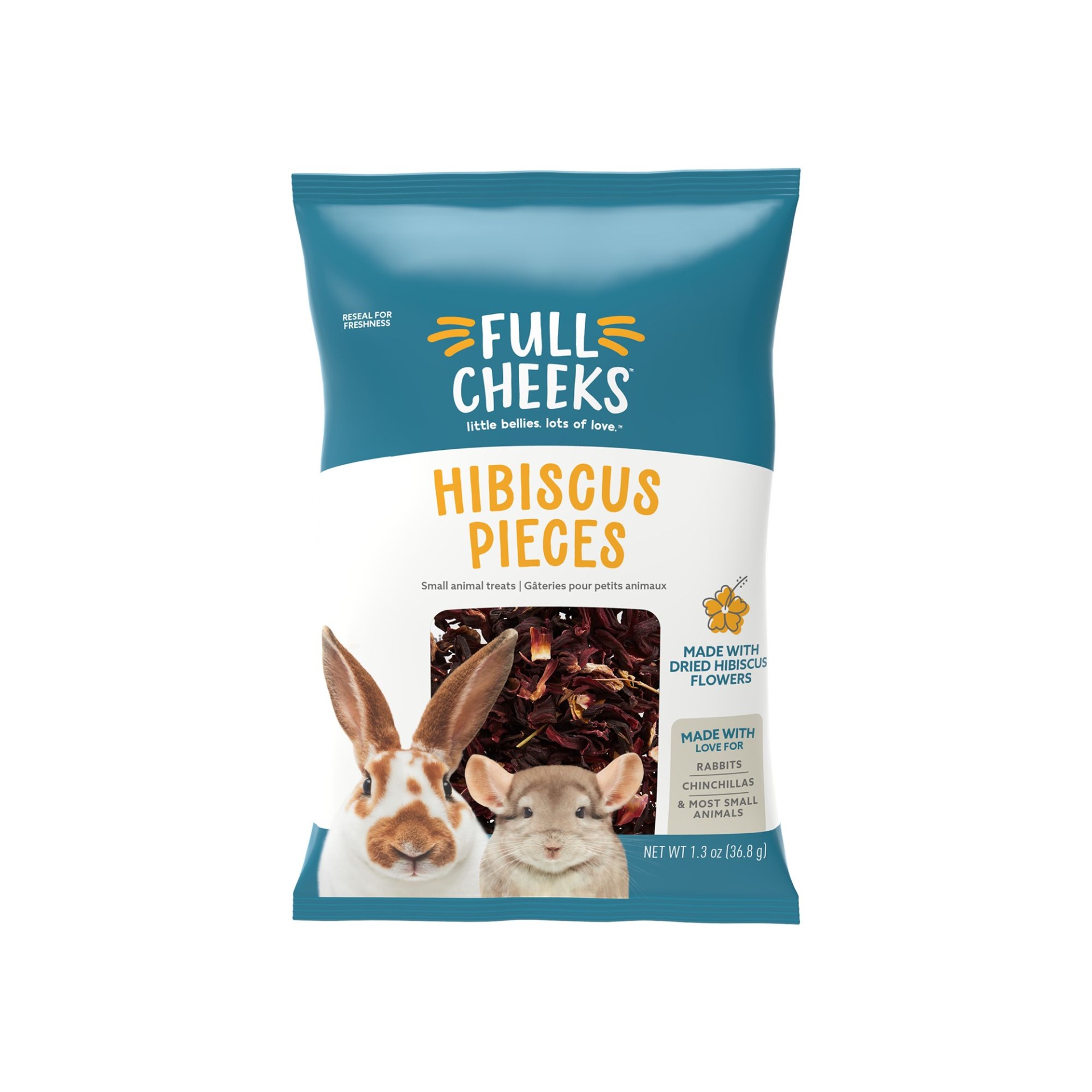 slide 1 of 1, Full Cheeks Small Pet Hibiscus Pieces, 1.3 oz