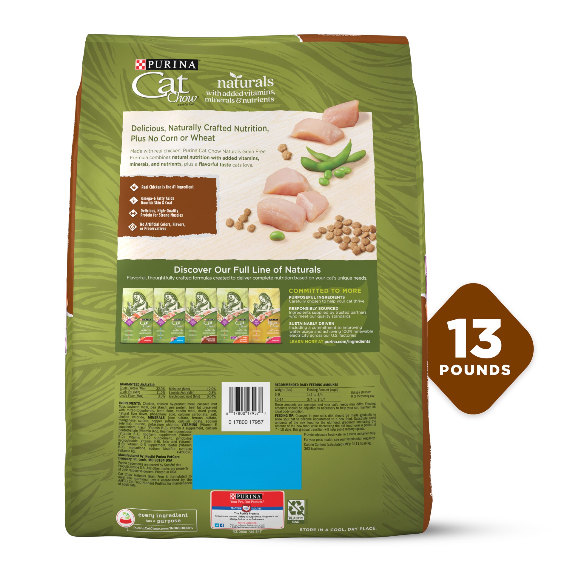 slide 6 of 9, Cat Chow Purina Cat Chow Natural Grain Free Dry Cat Food, Naturals With Real Chicken, 13 lb