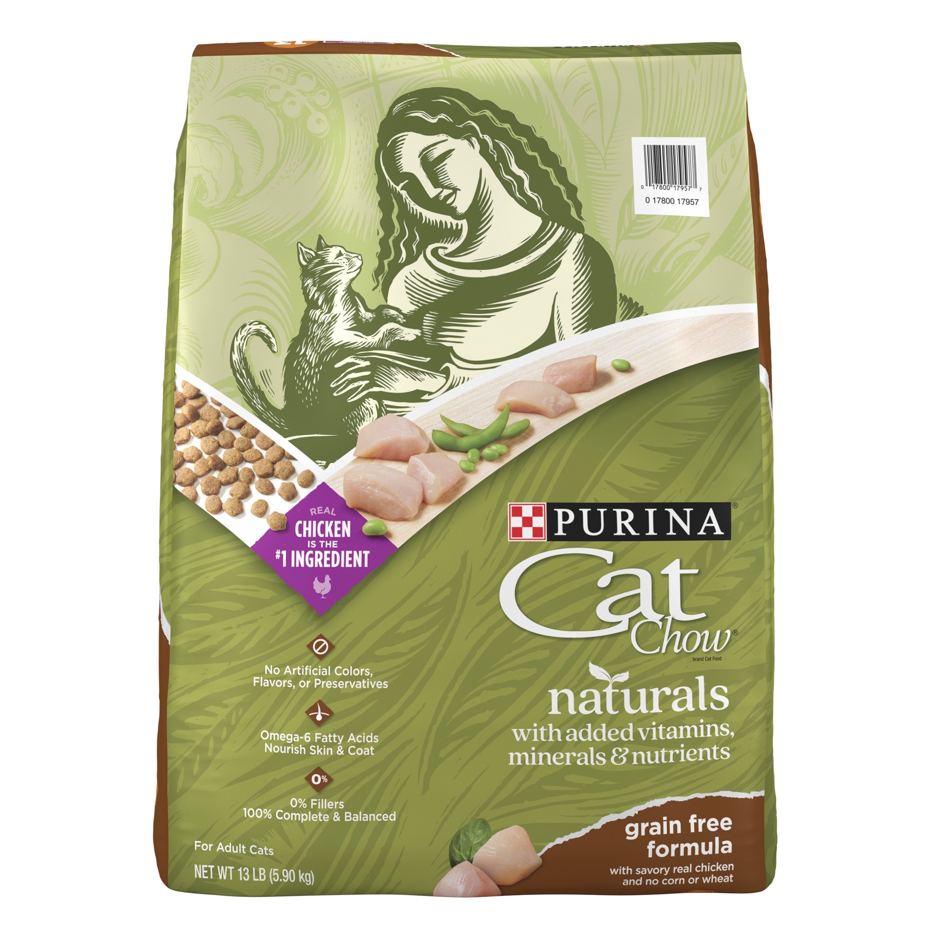 slide 1 of 9, Cat Chow Purina Cat Chow Natural Grain Free Dry Cat Food, Naturals With Real Chicken, 13 lb