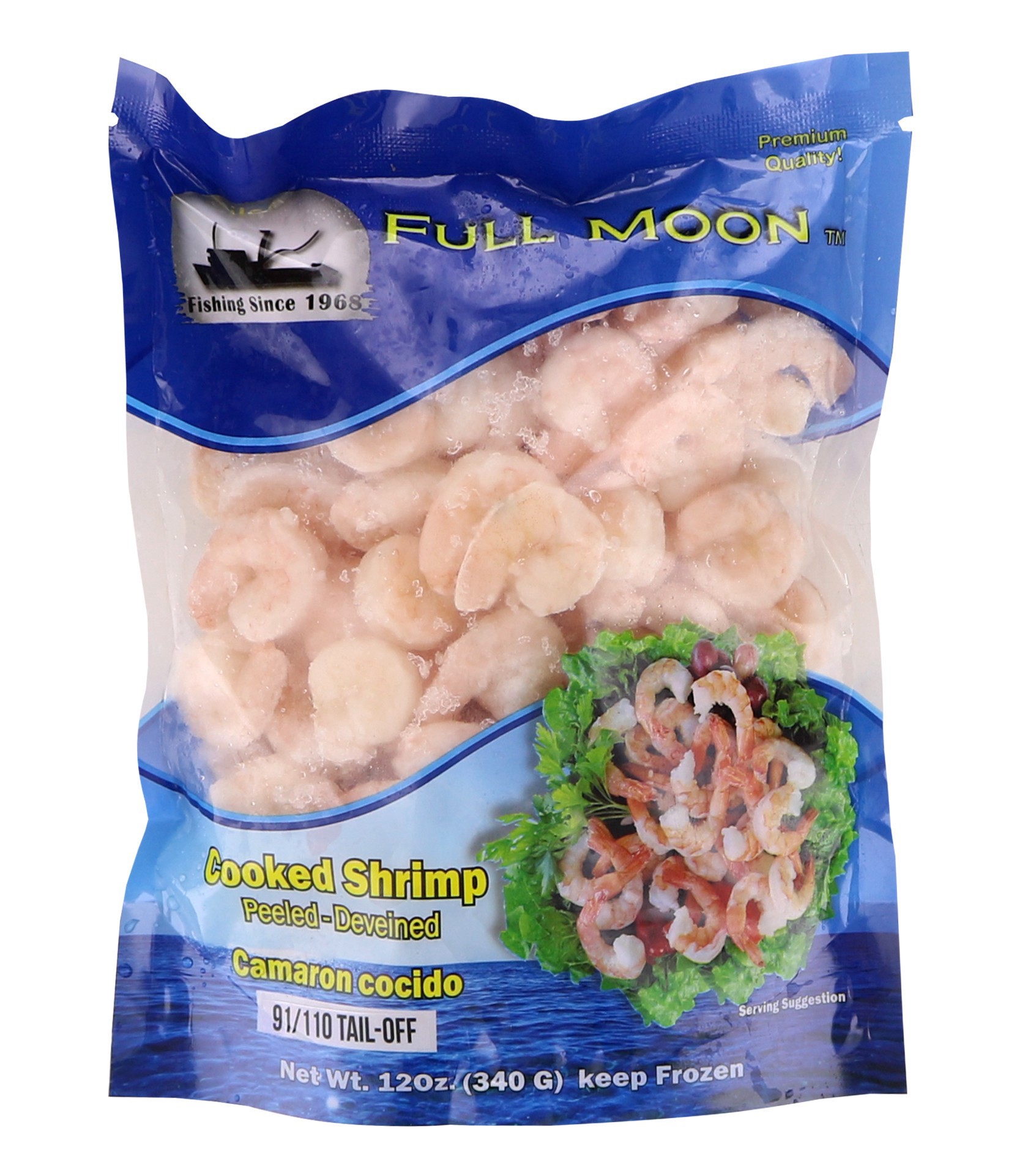 slide 1 of 1, Full Moon 91/110 Cooked Shrimp, 12 oz