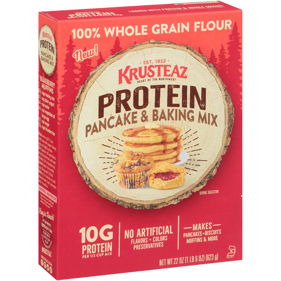 slide 2 of 8, Krusteaz Protein Pancake & Baking Mix, 22 oz