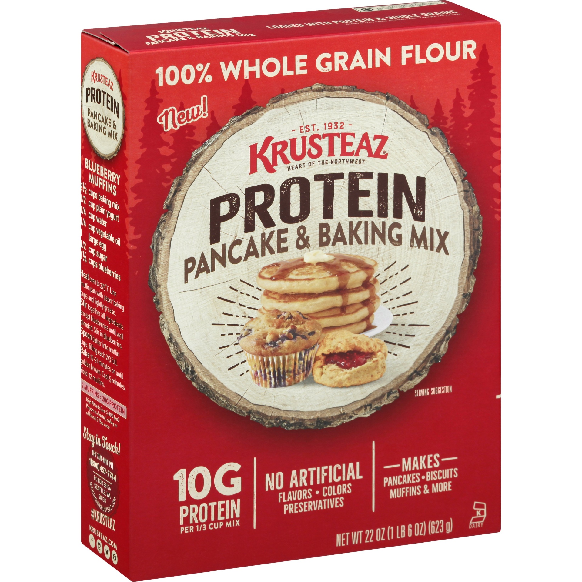 slide 1 of 8, Krusteaz Protein Pancake & Baking Mix, 22 oz