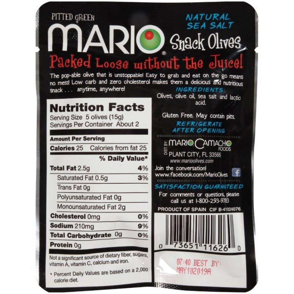 slide 12 of 21, Mario Green Pitted Snack Olives Seasoned with Natural Sea Salt, 1.05 oz