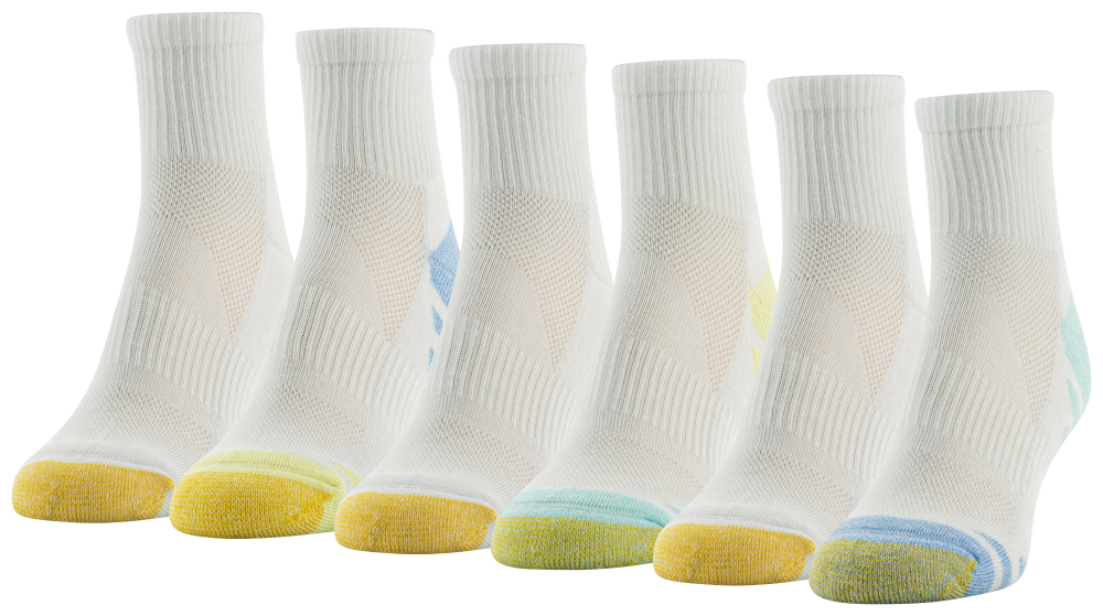 slide 1 of 1, Gold Toe Cushion Quarter Sock Pack - Blue, 6 ct