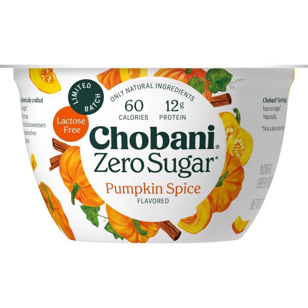 slide 4 of 25, Chobani Limited Batch Zero Sugar Greek Pumpkin Spice Yogurt, 5.3 oz