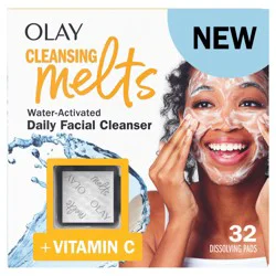 Olay Cleansing Melts + Vitamin C Face Cleanser, 32ct, Water-Activated Face Wash Cleans, Tones, and Refreshes Skin