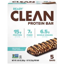 Ready Nutrition Clean Dark Chocolate Coconut Almond Flavored Protein Bar - 5 x 1.87 oz