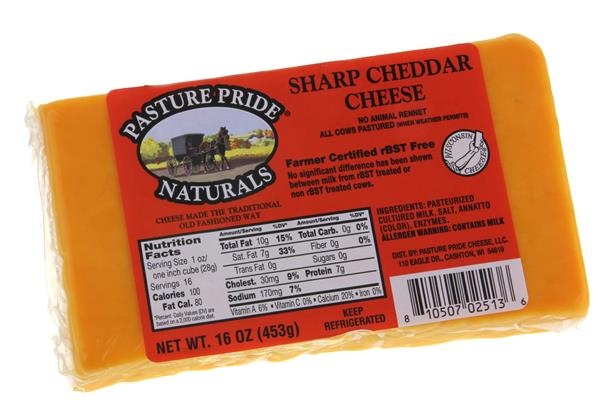 slide 1 of 1, Pasture Pride Naturals Sharp Cheddar Cheese, 16 oz