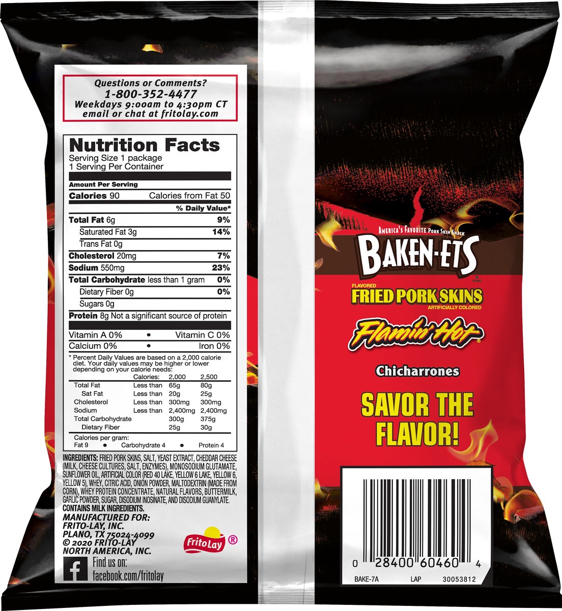 slide 6 of 7, BAKEN-ETS Chicharrones Flamin' Hot Fried Pork Skins 0.625 oz, 0.62 oz