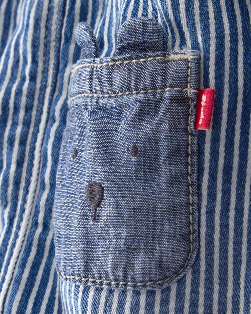 slide 3 of 5, Oshkosh Baby Bear Pocket Hickory Striped Pants - Blue Multi 9M, 1 ct