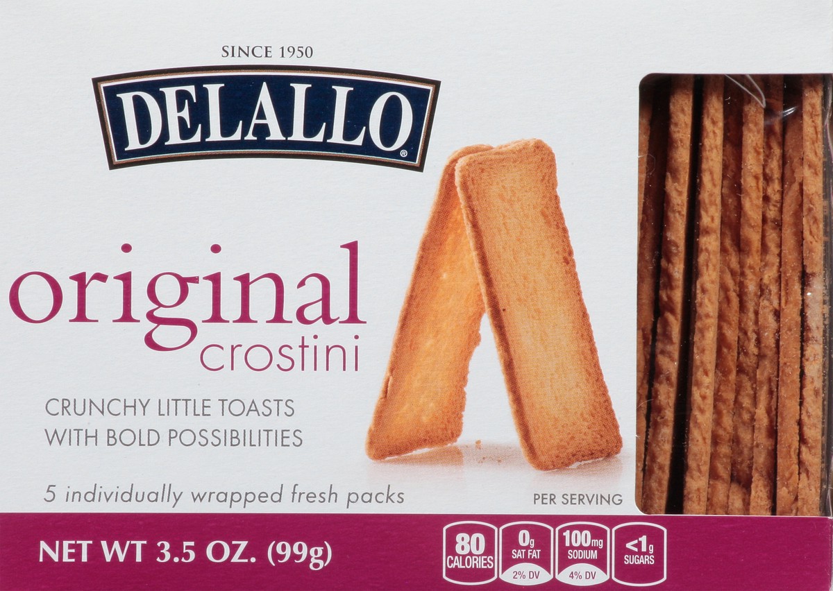 slide 8 of 14, Delallo® crostini, original, 3.5 / 2.5 oz