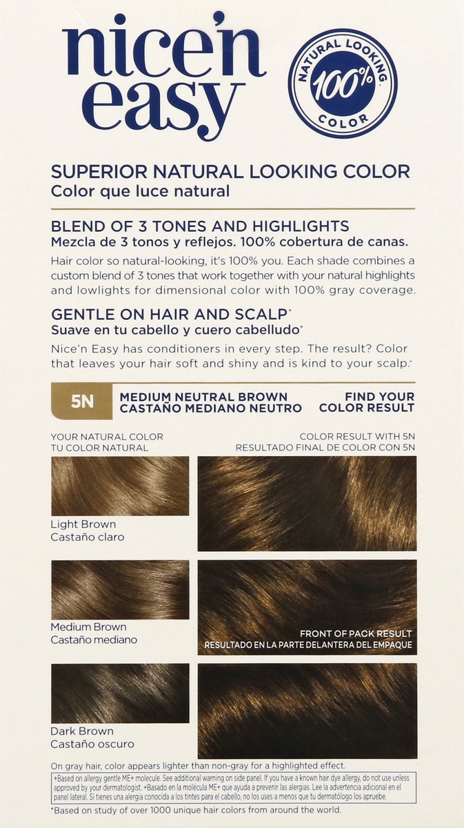 slide 8 of 13, Nice’n Easy Clairol Nice 'N Easy 5N Medium Neutral Brown, 1 ct