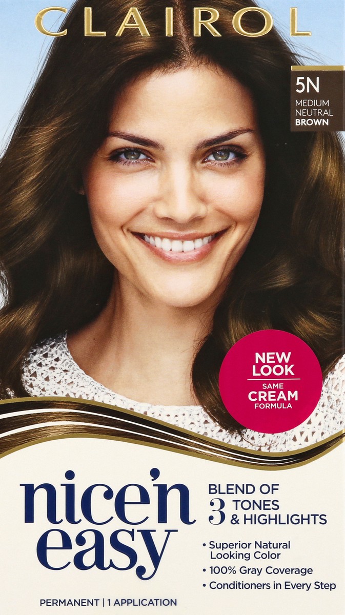 slide 7 of 13, Nice’n Easy Clairol Nice 'N Easy 5N Medium Neutral Brown, 1 ct