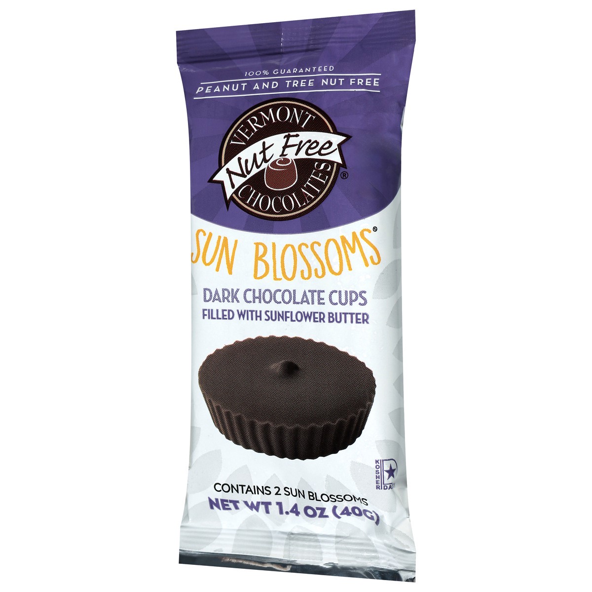slide 4 of 4, Vermont Nut Free Chocolates Dark Chocolate Cups Sun Blossoms 2 Each, 2 ct