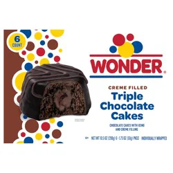 Wonder Crème Filled Triple Chocolate Cakes, 6-1.75 oz