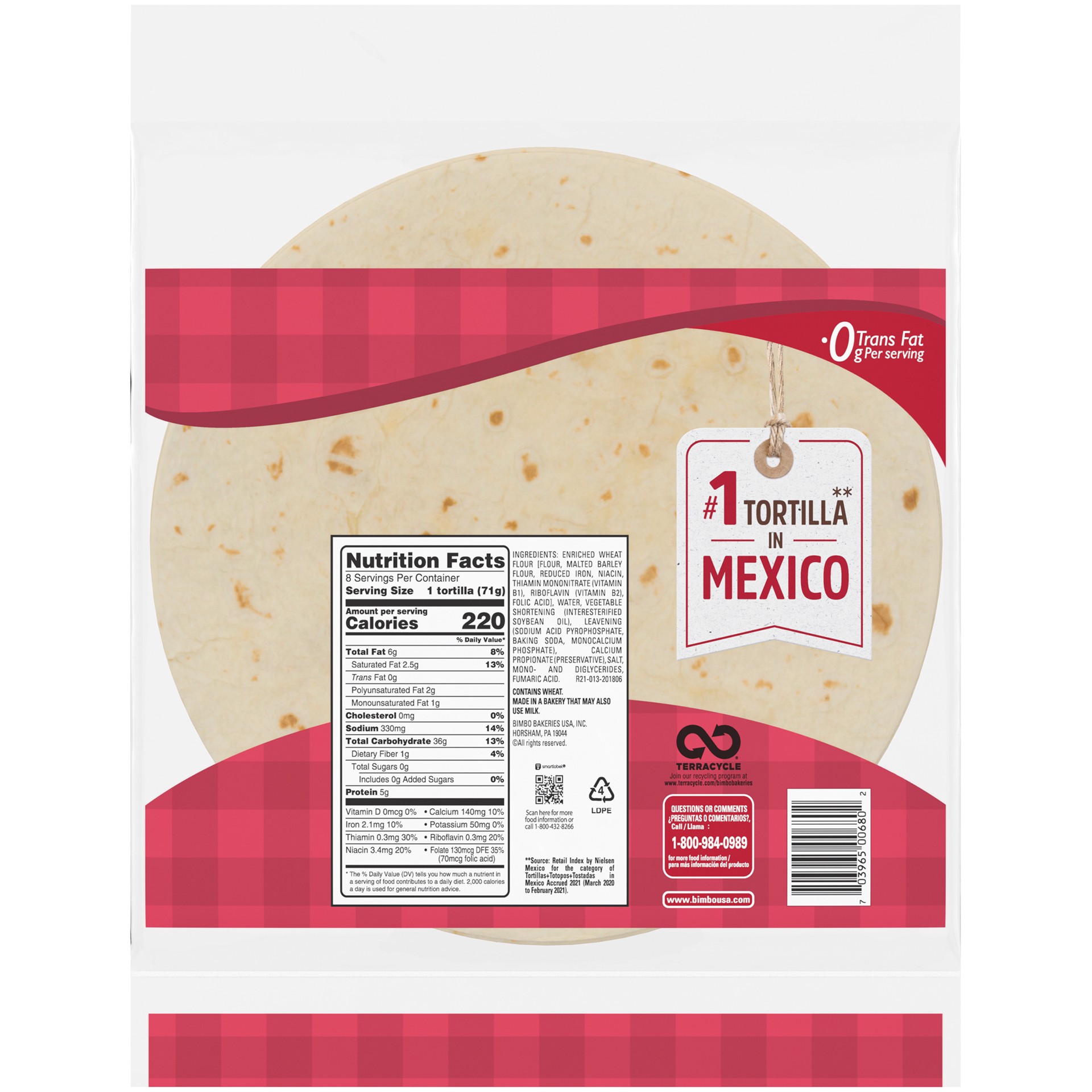 slide 3 of 5, Tia Rosa Burrito Size Homestyle Flour Tortillas, 8 count, 20 oz, 8 ct