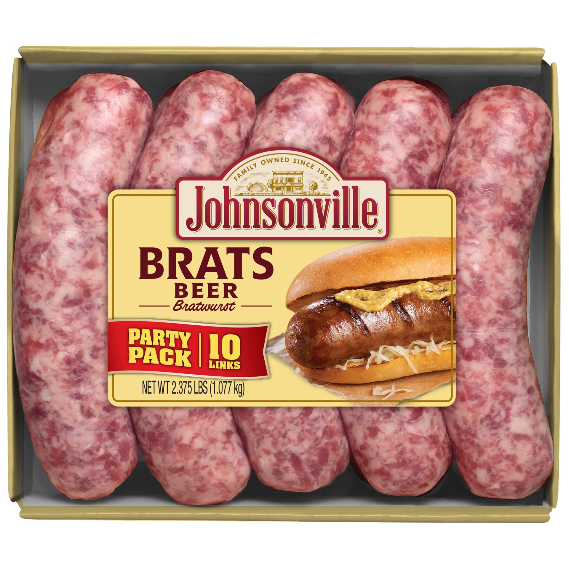 slide 7 of 10, Johnsonville Uncooked Natural Casing Beer n' Brat Pork Brat 2.375 Pounds, 38 oz