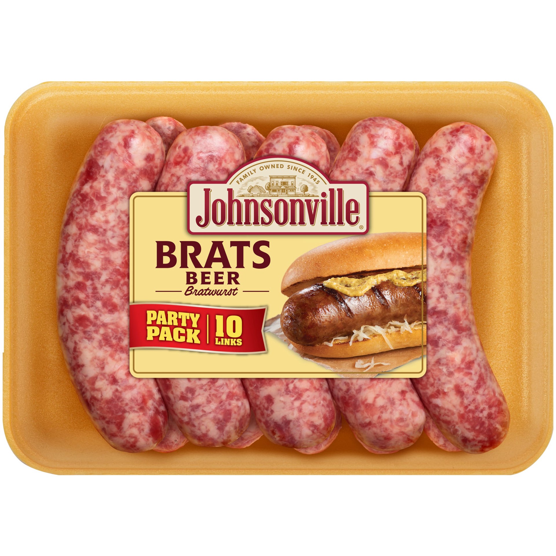 slide 1 of 10, Johnsonville Uncooked Natural Casing Beer n' Brat Pork Brat 2.375 Pounds, 38 oz