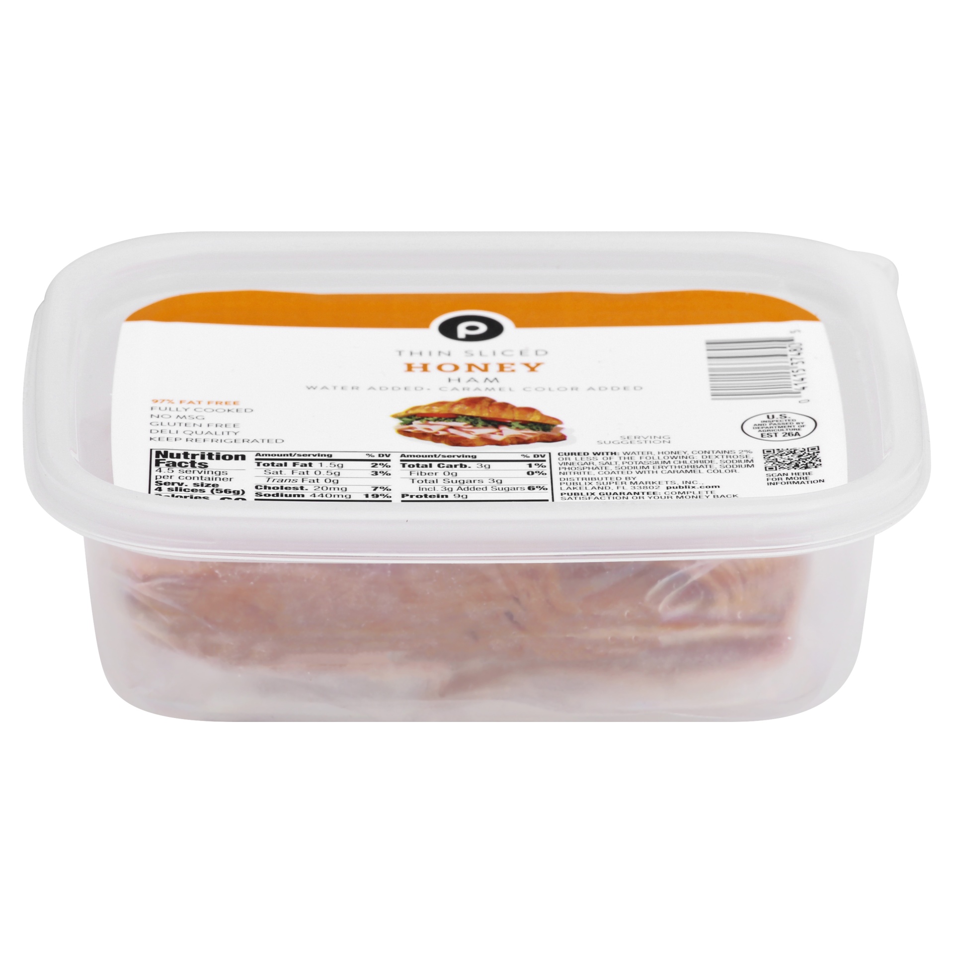 slide 1 of 1, Publix Thin Sliced Honey Ham, 9 oz