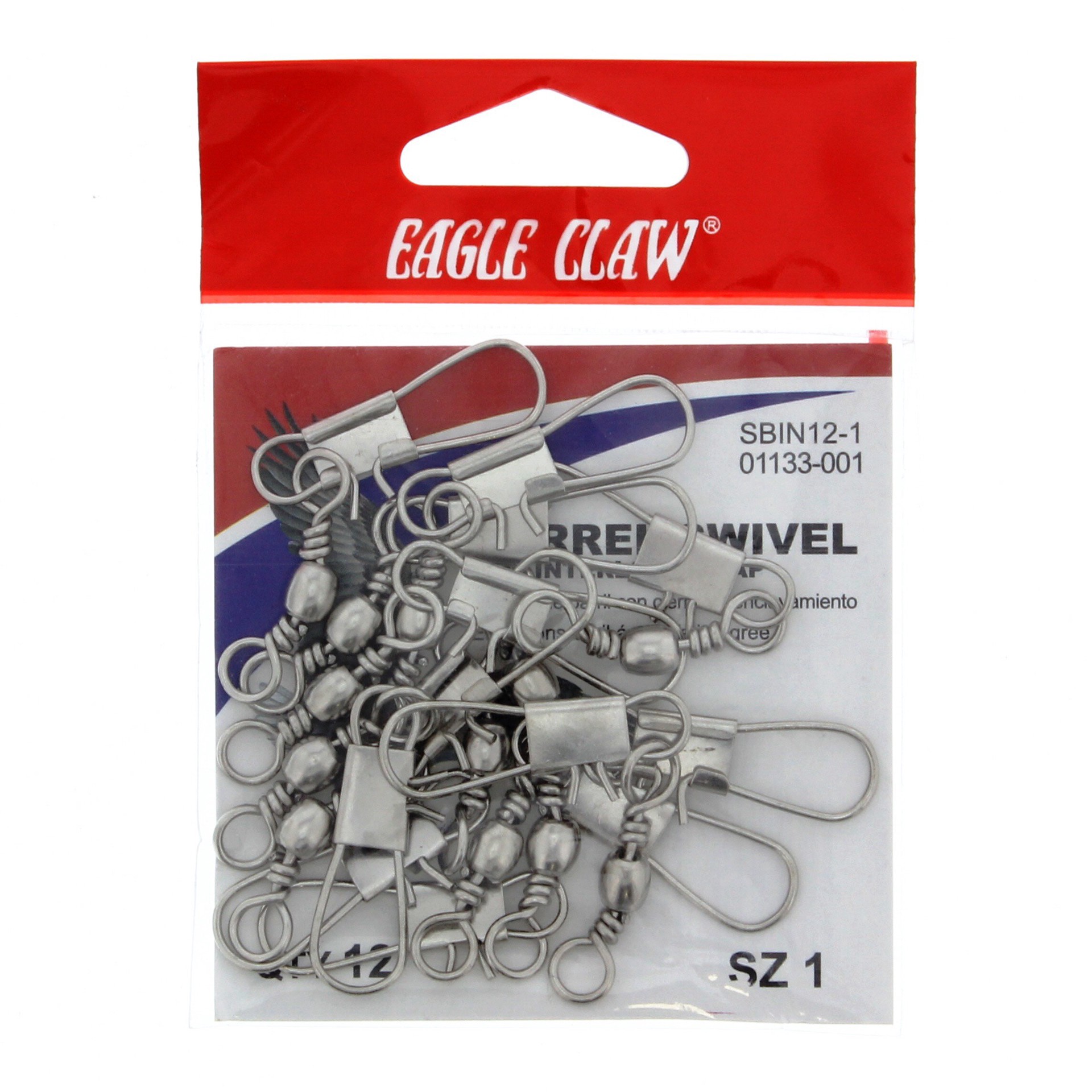 slide 1 of 1, Eagle Claw Barrel Swivel with Interlock Snap, Size 1, 12 ct
