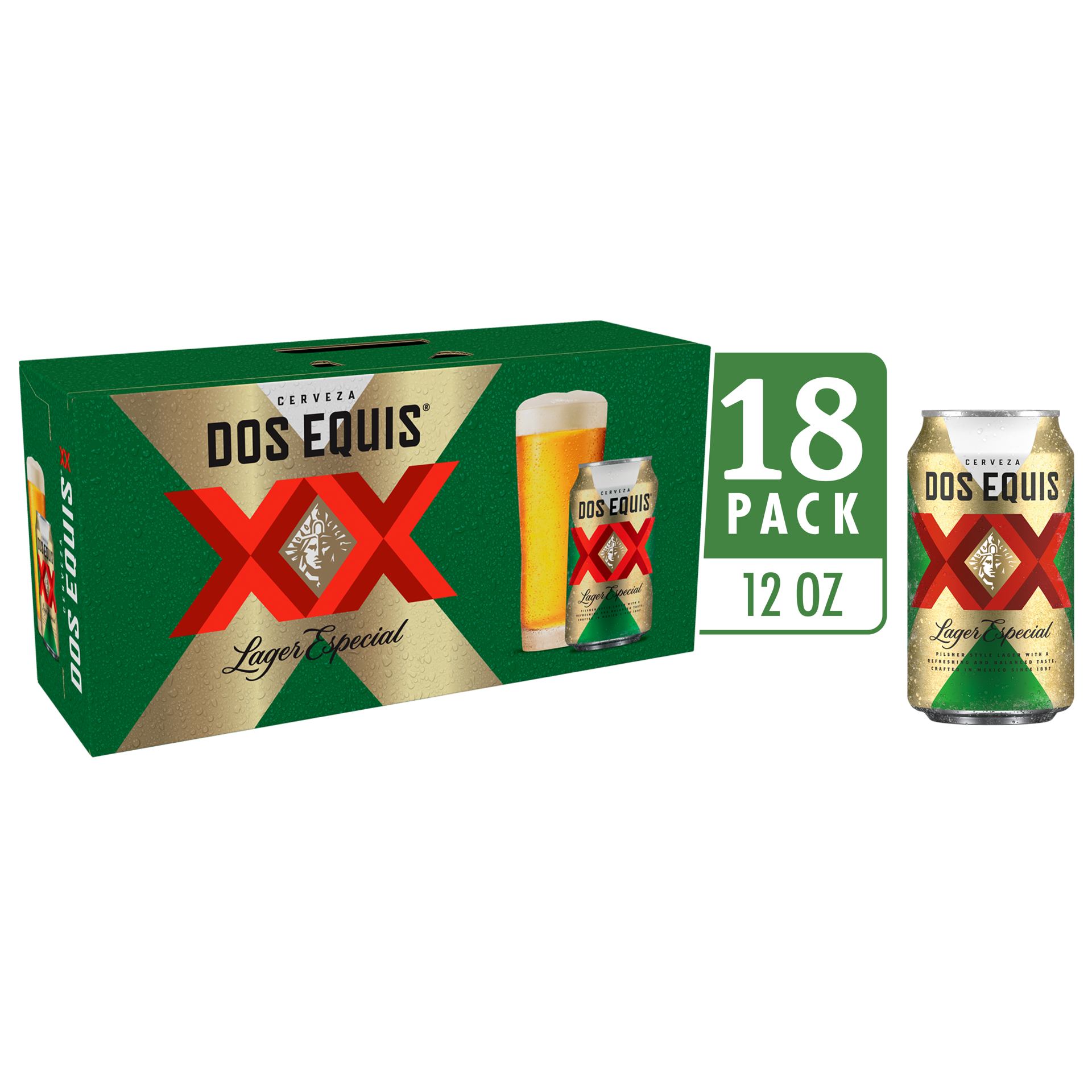 slide 3 of 5, Dos Equis Mexican Lager Beer, 18 Pack, 12 fl oz Cans, 12 oz