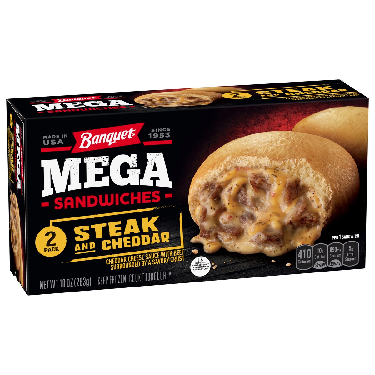 slide 2 of 11, Banquet Mega Steak and Cheddar Sandwiches 2 ea, 2 ct