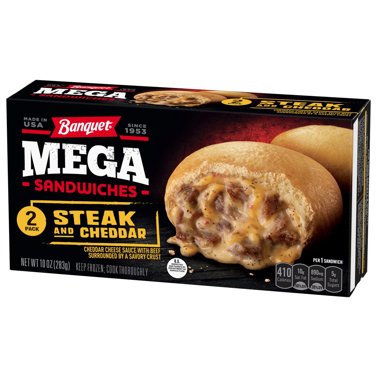 slide 3 of 11, Banquet Mega Steak and Cheddar Sandwiches 2 ea, 2 ct