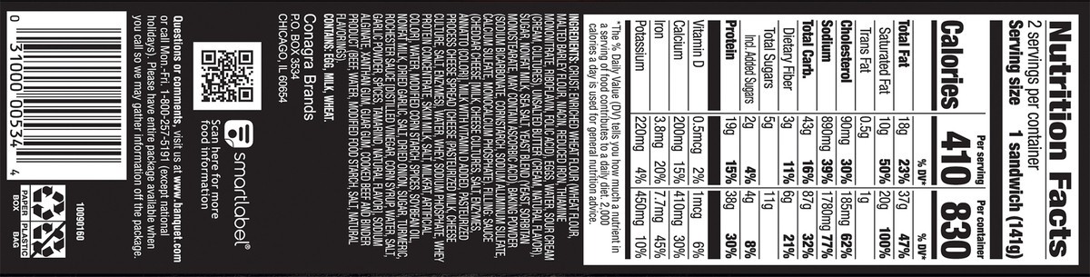 slide 8 of 11, Banquet Mega Steak and Cheddar Sandwiches 2 ea, 2 ct