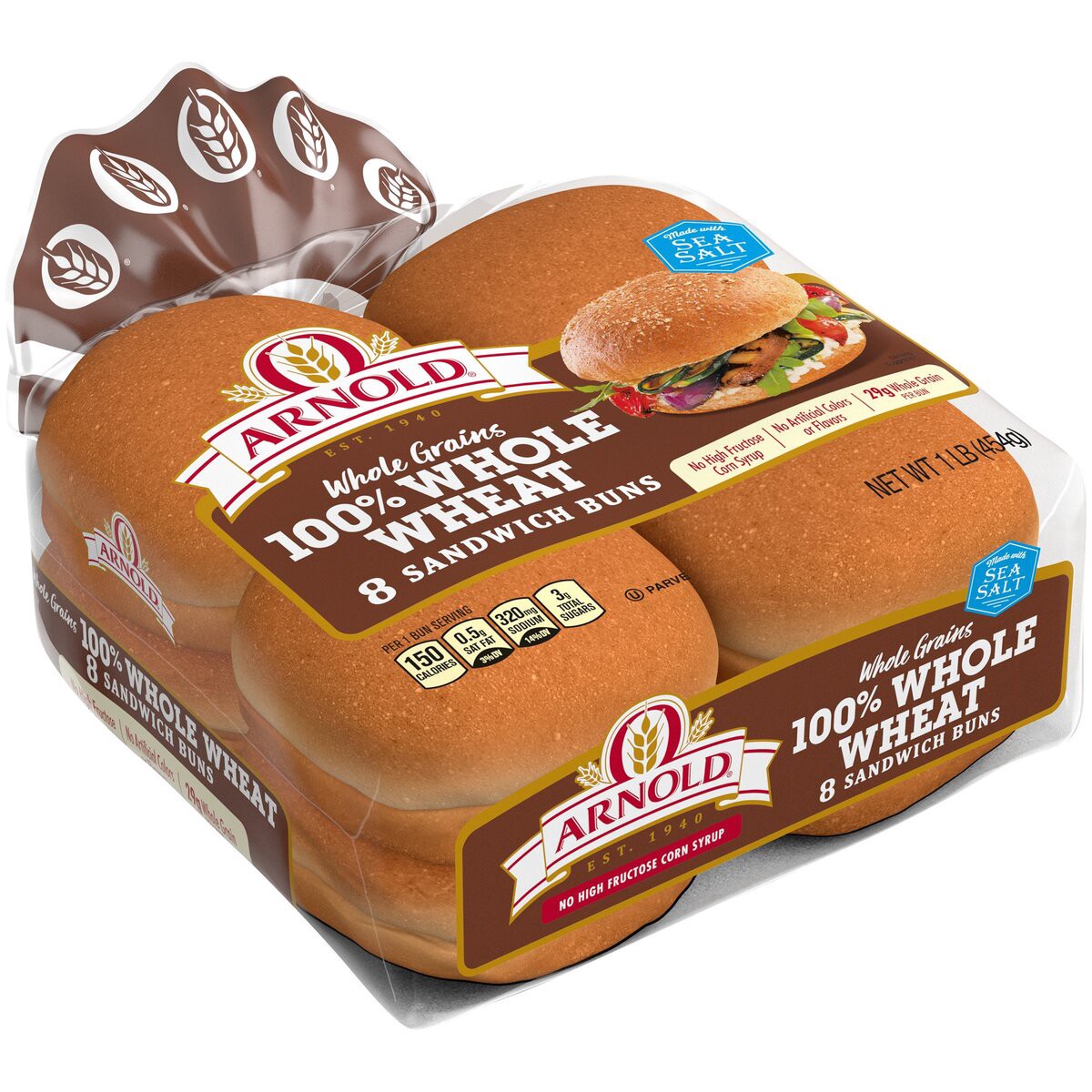 slide 6 of 6, Arnold Whole Grains 100% Whole Wheat Sandwich Buns 8 Ct 16 Oz, 16 oz