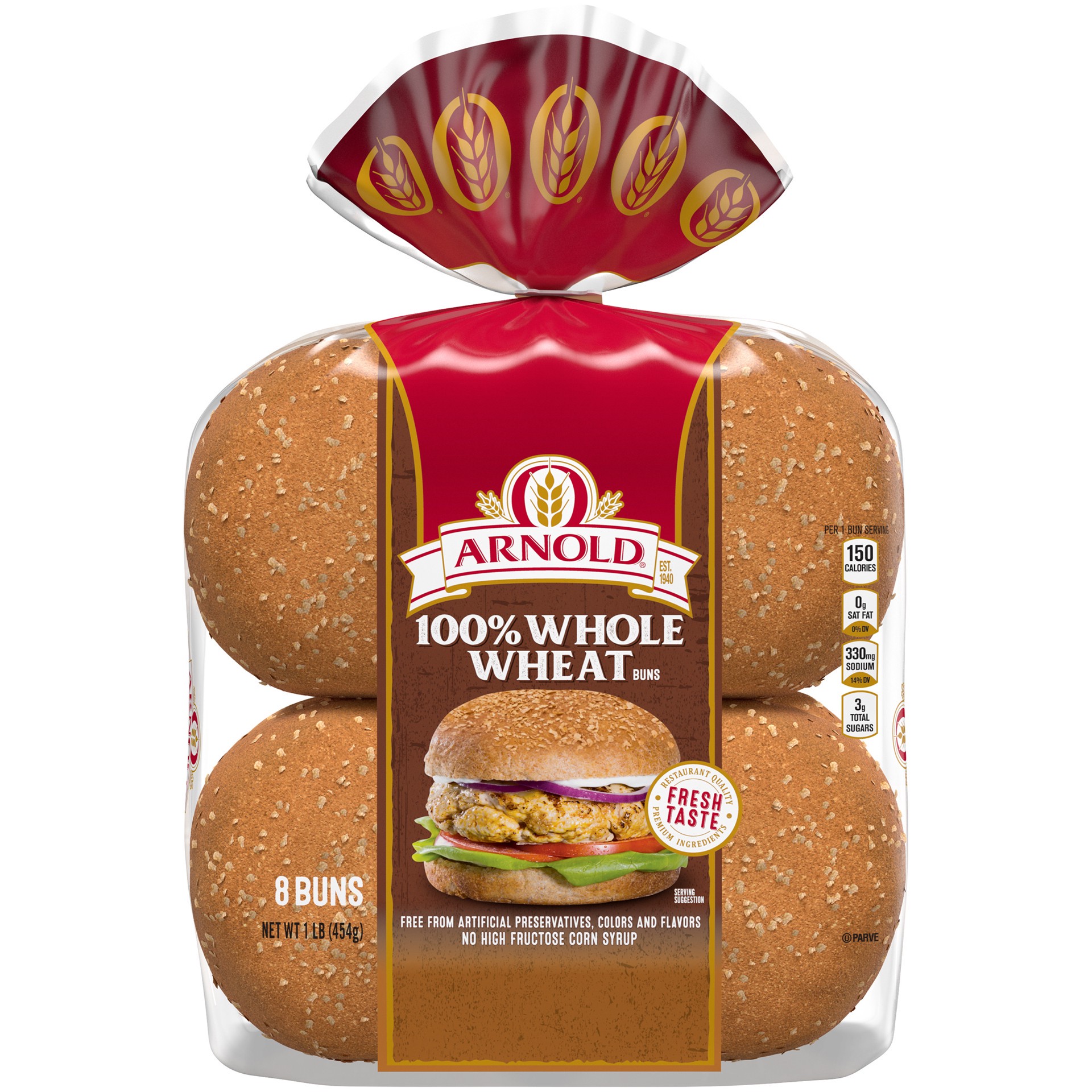 slide 1 of 6, Arnold Whole Grains 100% Whole Wheat Sandwich Buns 8 Ct 16 Oz, 16 oz