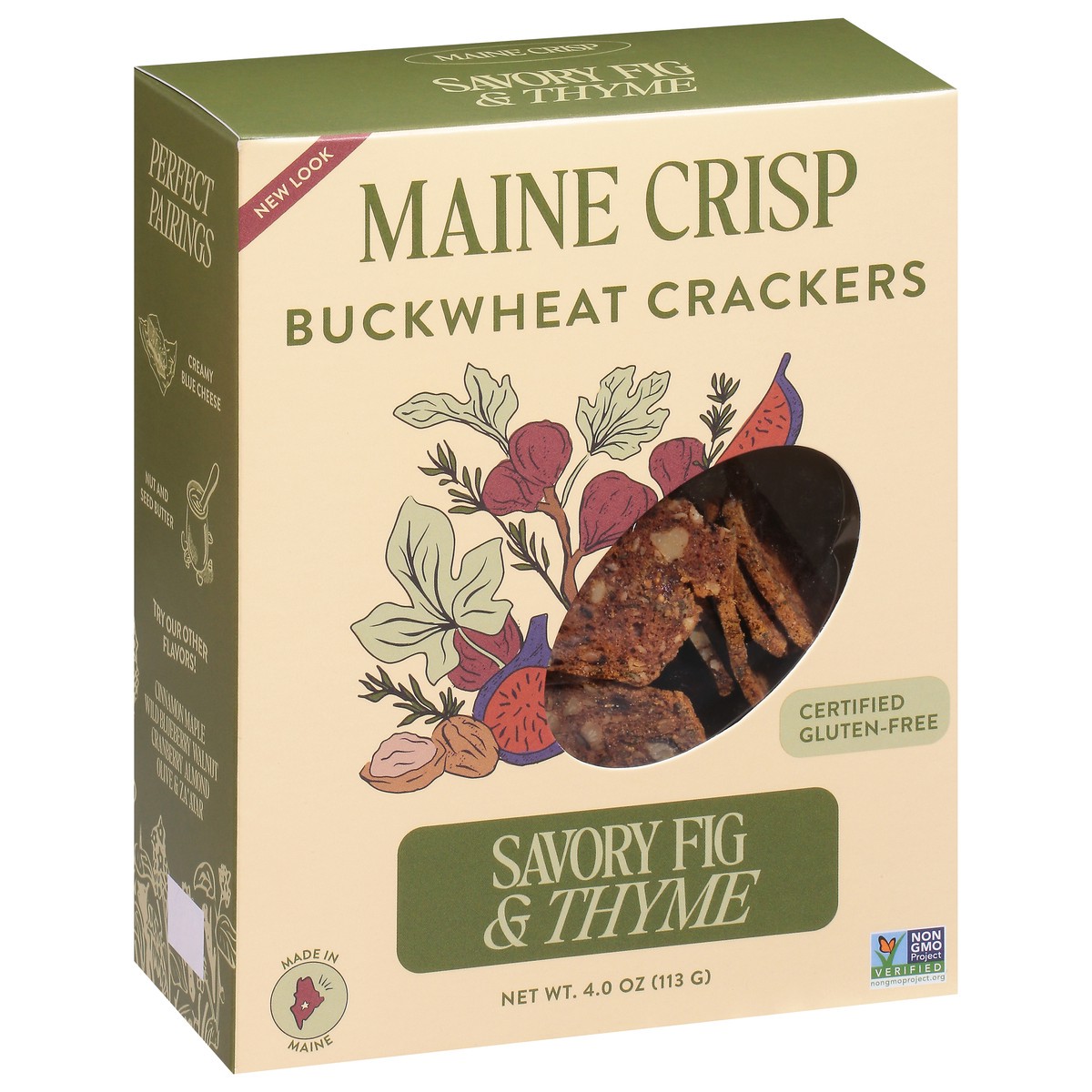 slide 4 of 9, Better with Buckwheat Snackable Maine Crisps Savory Fig & Thyme Crackers 4.0 oz, 4 oz