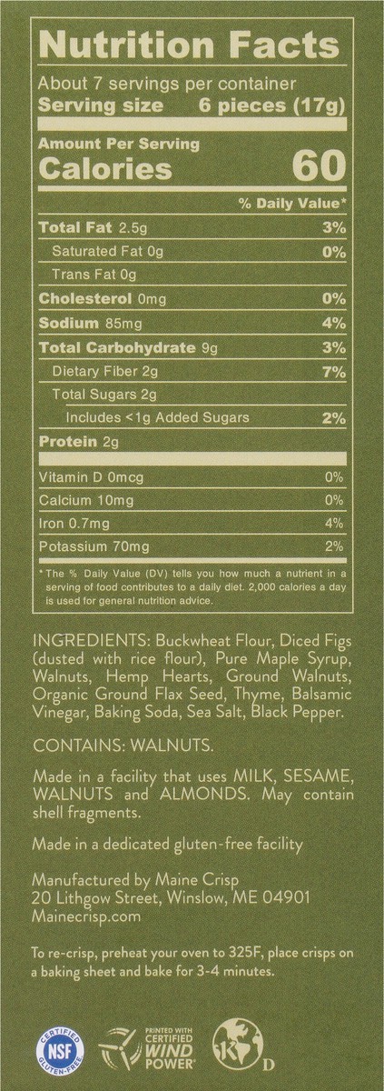 slide 5 of 9, Better with Buckwheat Snackable Maine Crisps Savory Fig & Thyme Crackers 4.0 oz, 4 oz