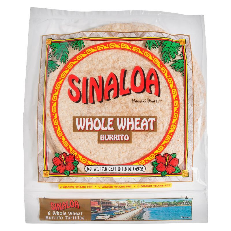 slide 1 of 5, Sinaloa Hawaii Wraps Sinaloa Burrito Size Whole Wheat Hawaii Wraps Tortillas - 17.6oz/8ct, 17.6 oz, 8 ct