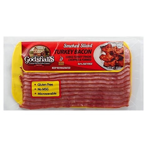 slide 1 of 1, Godshall's Sliced Turkey Bacon, 12 oz