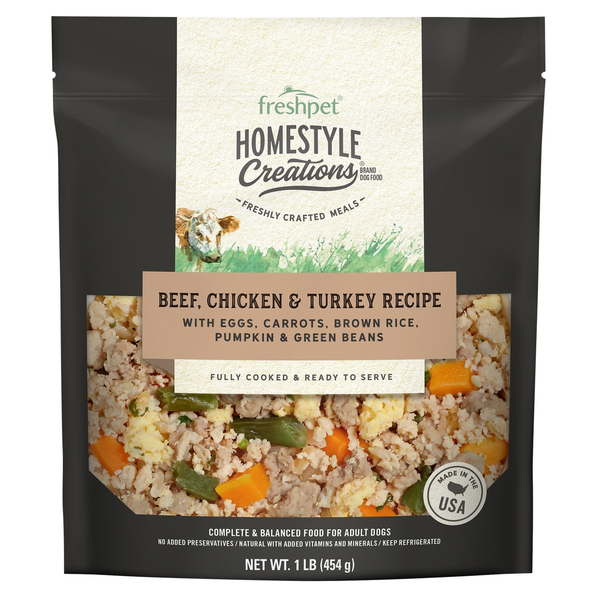 slide 1 of 5, Freshpet Homestyle Creations Chopped Beef Vegies and Brown Rice Entree Wet Dog Food, 1 lb