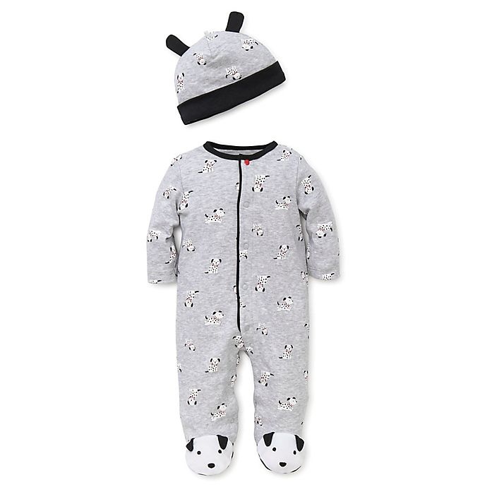 slide 1 of 1, Little Me Preemie Dalmatian Footie Pajama and Hat Set - Grey, 2 ct