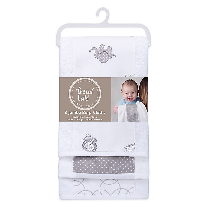 slide 1 of 2, Trend Lab Jumbo Burp Cloth Set - Safari Grey, 3 ct