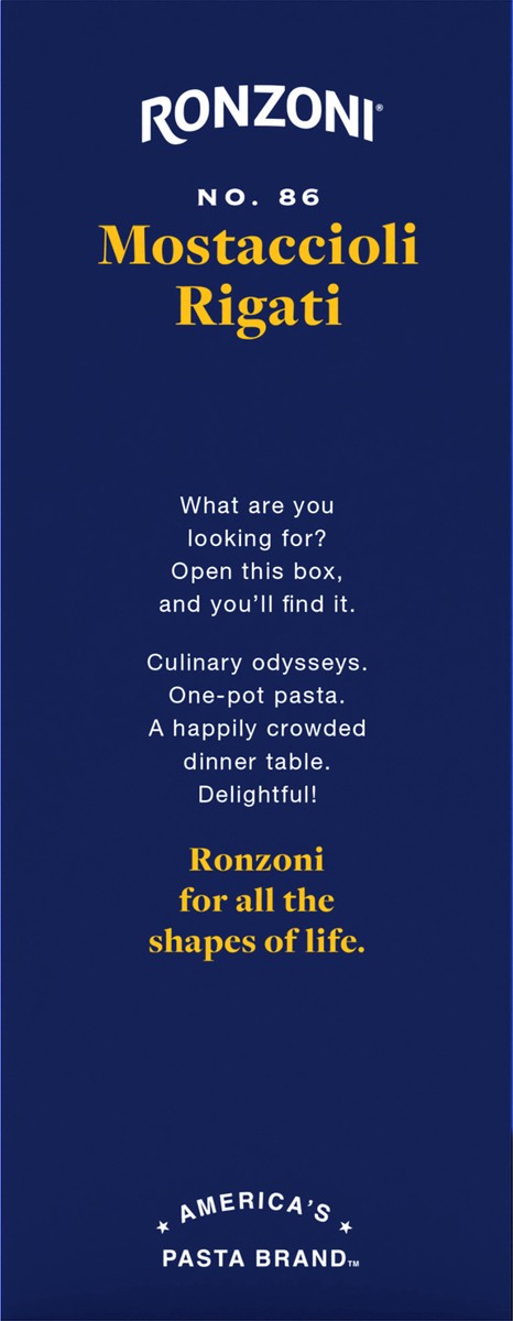 slide 4 of 9, Ronzoni Mostaccioli Rigati, 16 oz, Non-GMO Pasta for Thin Sauces, 1 lb