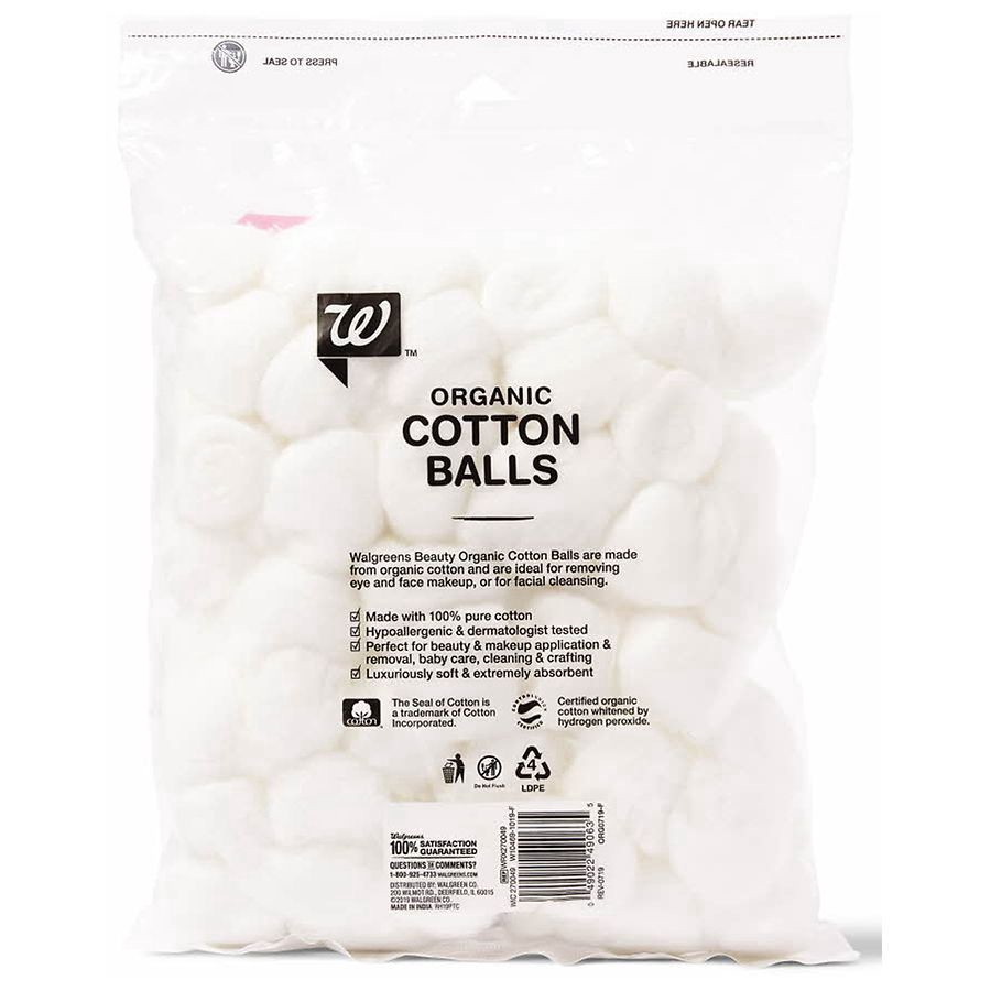 slide 2 of 2, Walgreens Organic Cotton Balls, Hypoallergenic, Soft & Durable, 80 ct